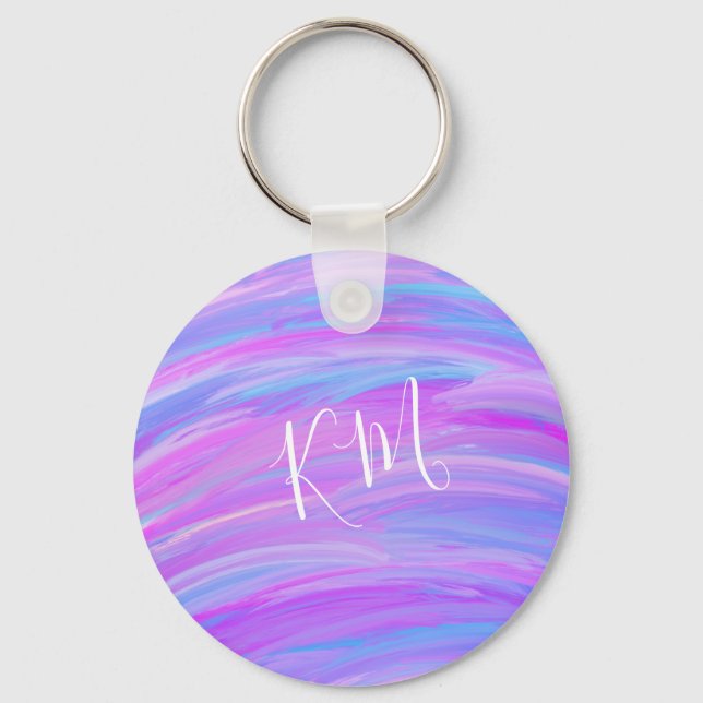 Painted Colours Personalized Button Keychain (Front)