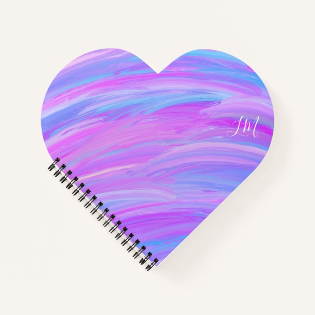 Painted Colours Personalized Heart Spiral Notebook (Front)