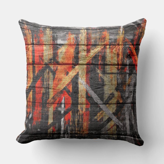 Painted Colours Wood Look #2 Throw Pillow (Front)