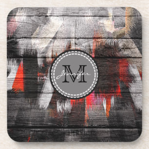 Painted Colours Wood Look Monogram #7 Coaster