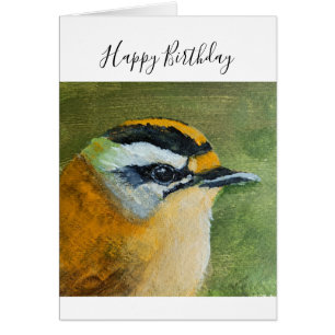 Painted common Firecrest bird Birthday card