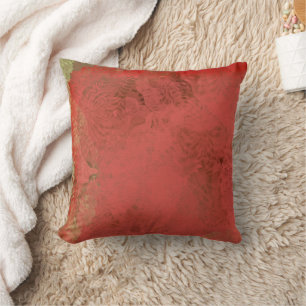 Painted Contemporary Abstract Red Orange Green Throw Pillow