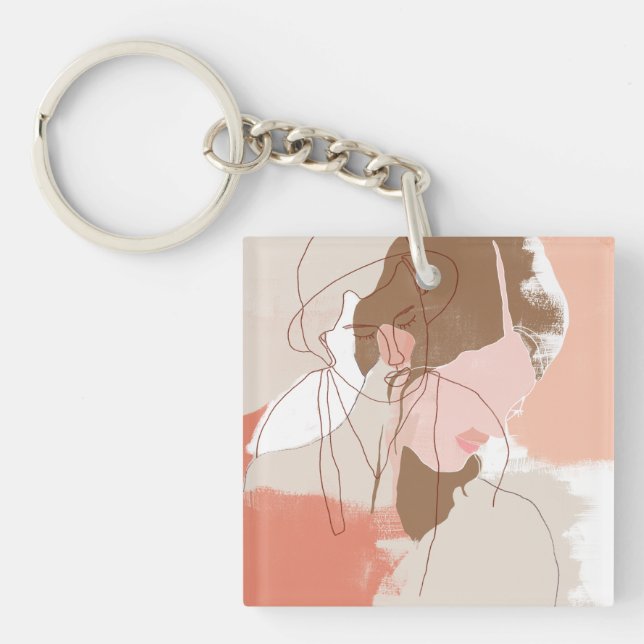 Painted Contour Female Portrait Keychain (Front)
