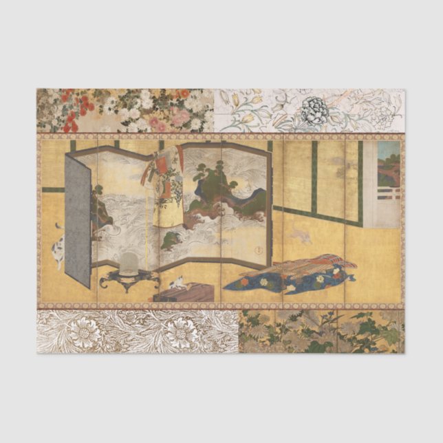 Painted Coromandel Changing Screen Tissue Paper (Front)