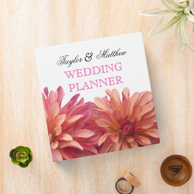 Painted Dahlia Floral Wedding Planner 1.5 Inch Binder (In Situ)