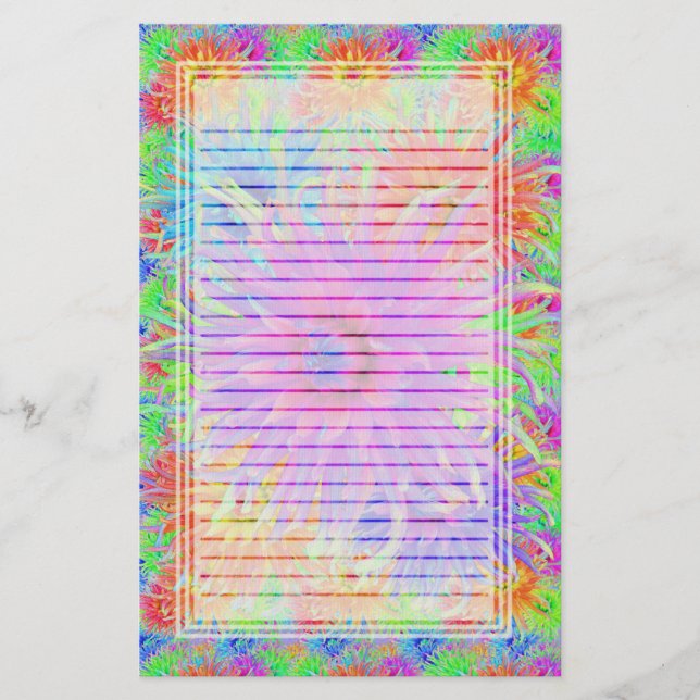 Painted Dahlias Lined Stationery (Front)