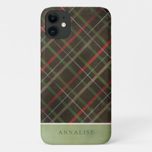 Painted Dark Winter Plaid Pattern iPhone 11 Case