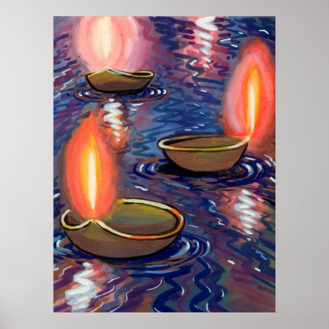 Painted Deepas on the River Poster (Front)