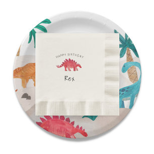 Painted Dino Birthday Party Napkin