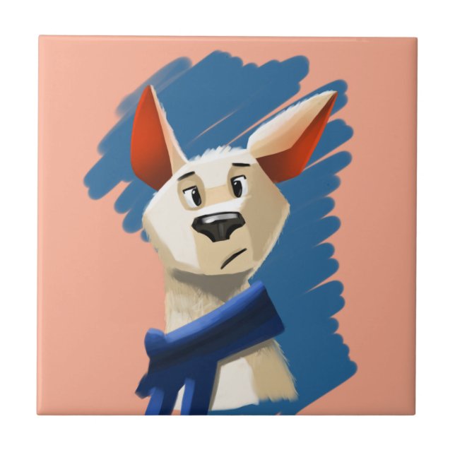 Painted Dog Portrait on Peach Background  Tile (Front)