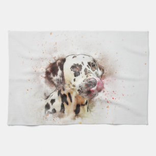 Painted Dog Print Kitchen Towel