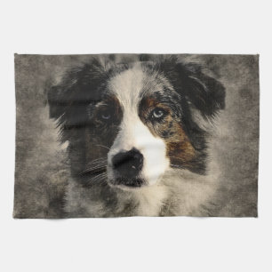 Painted Dog Print Kitchen Towel