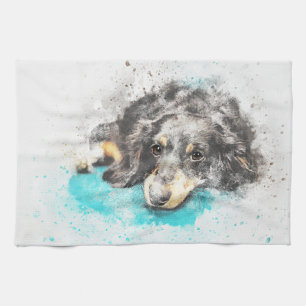 Painted Dog Print Kitchen Towel
