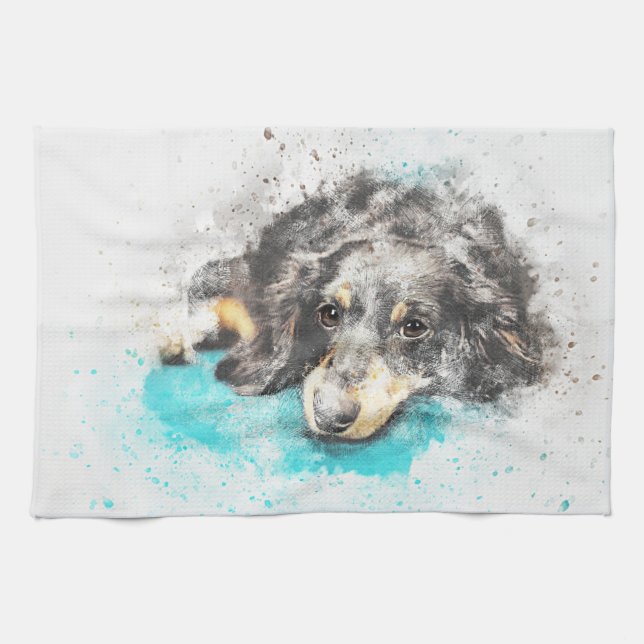 Painted Dog Print Kitchen Towel (Horizontal)