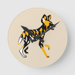 Painted dog - round clock