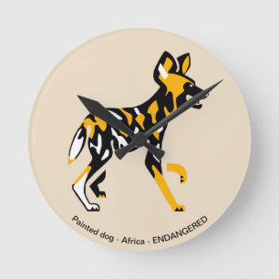 Painted dog - round clock
