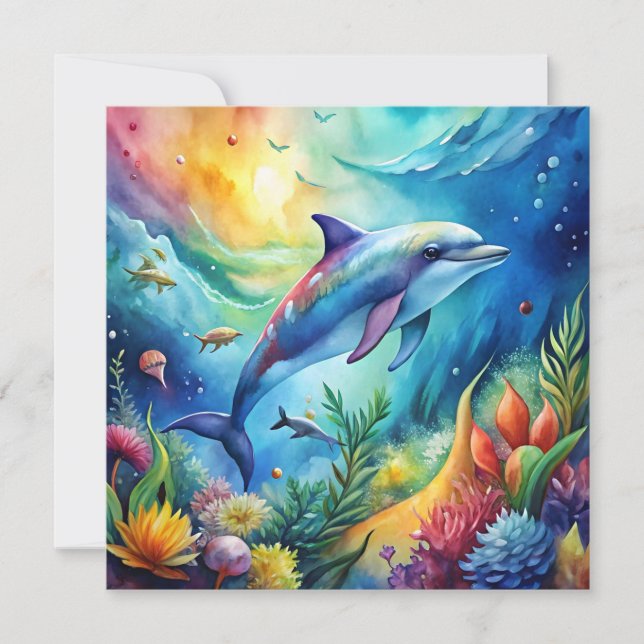 Painted Dolphin Invitation (Front)