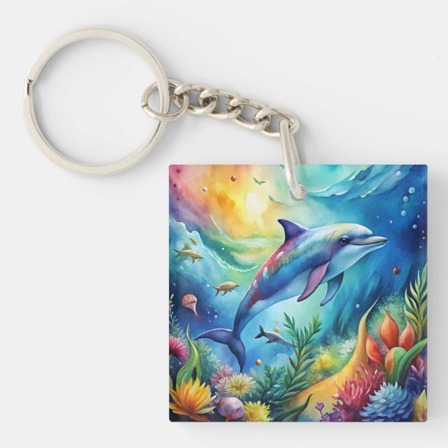 Painted Dolphin Keychain (Front)
