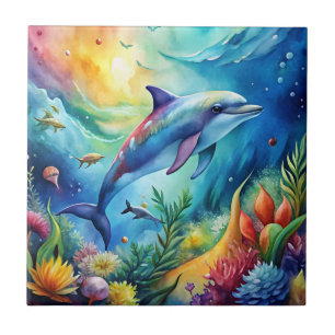 Painted Dolphin Tile