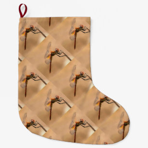 Painted Dragonfly Isolated Against Ecru Large Christmas Stocking
