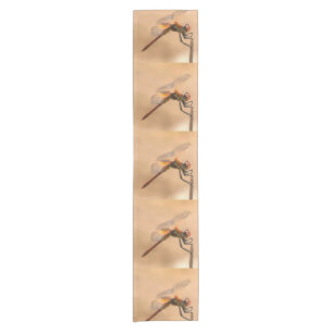 Painted Dragonfly Isolated Against Ecru Short Table Runner