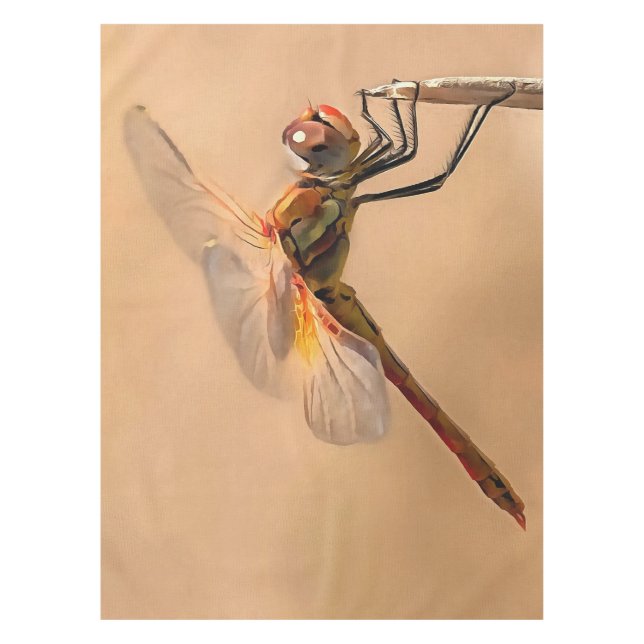 Painted Dragonfly Isolated Against Ecru Tablecloth (Front)