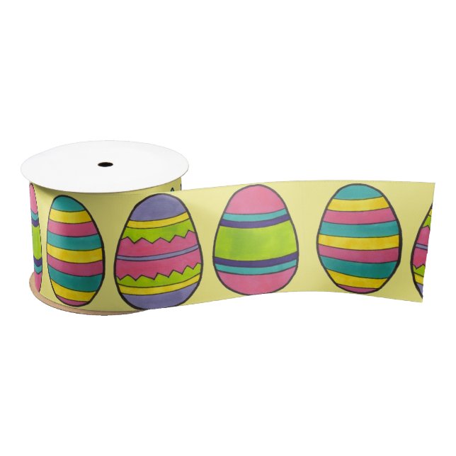 Painted Easter Basket Egg Hunt Decorated Eggs Satin Ribbon (Spool)