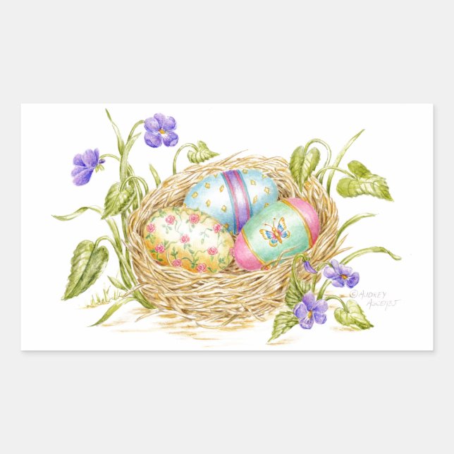 Painted Easter Eggs in Nest Stickers (Front)
