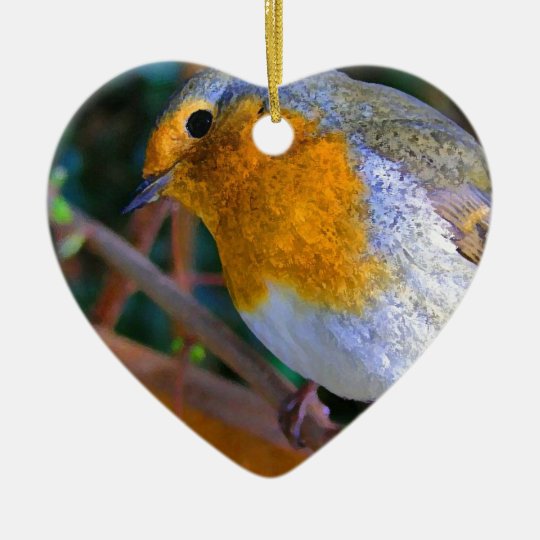 Painted Effect Robin Ceramic Ornament