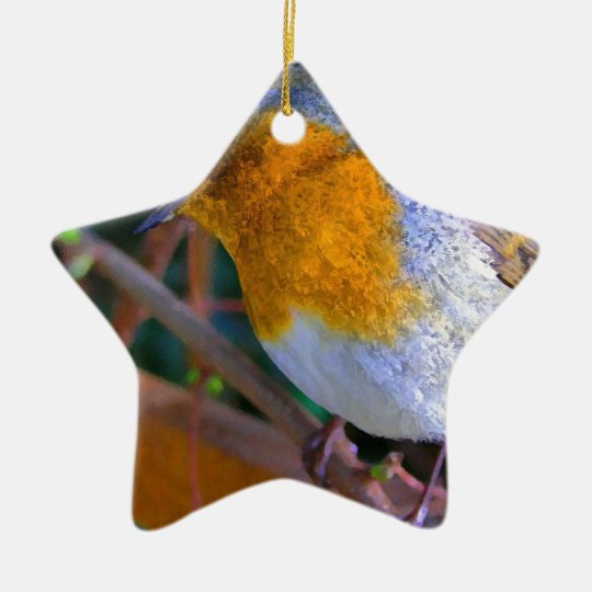 Painted Effect Robin Ceramic Ornament