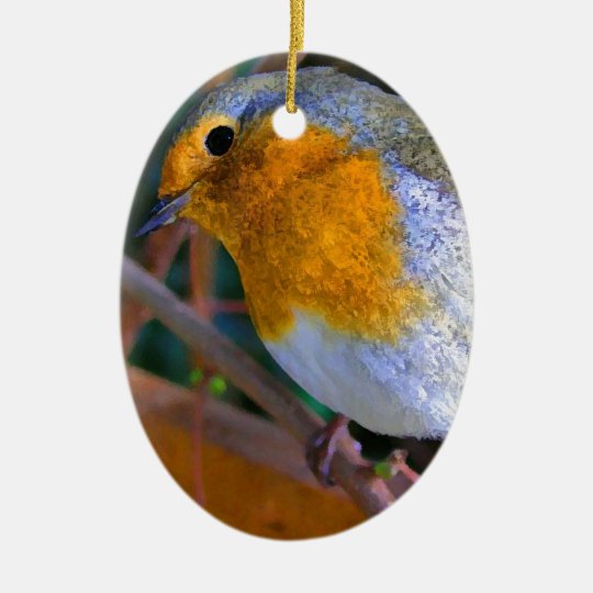 Painted Effect Robin Ceramic Ornament