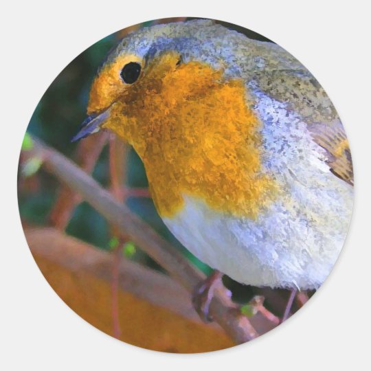 Painted Effect Robin Classic Round Sticker