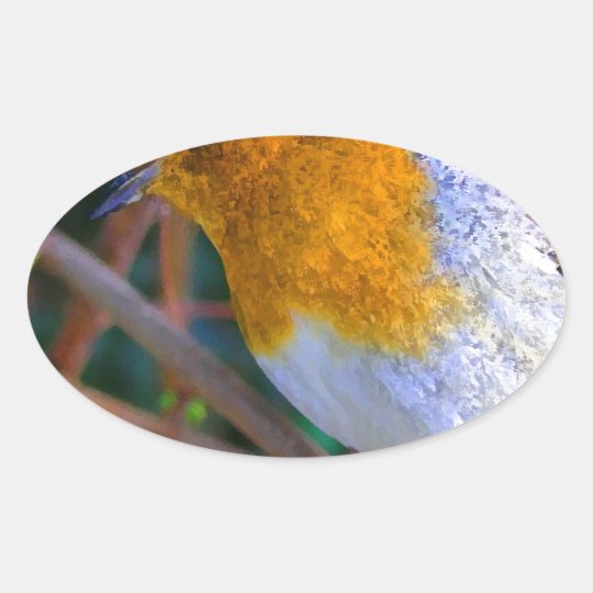 Painted Effect Robin Oval Sticker