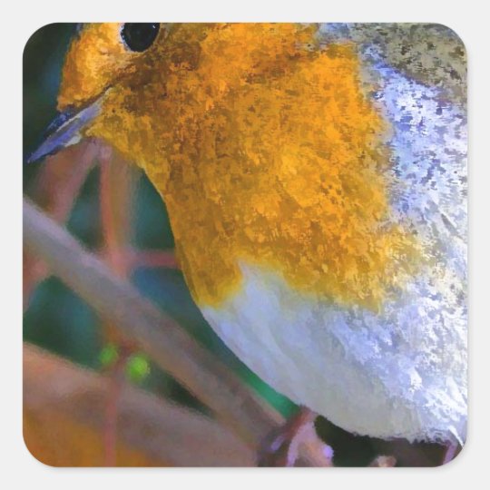 Painted Effect Robin Square Sticker