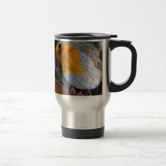 Painted Effect Robin Travel Mug