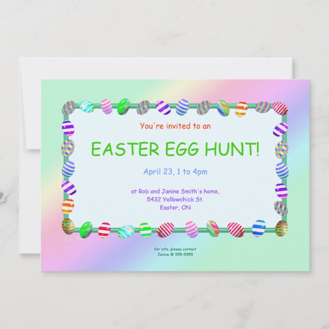 Painted Eggs Easter Egg Hunt Invitation (Front)