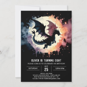 Painted Elegant Dragon Birthday Invitation