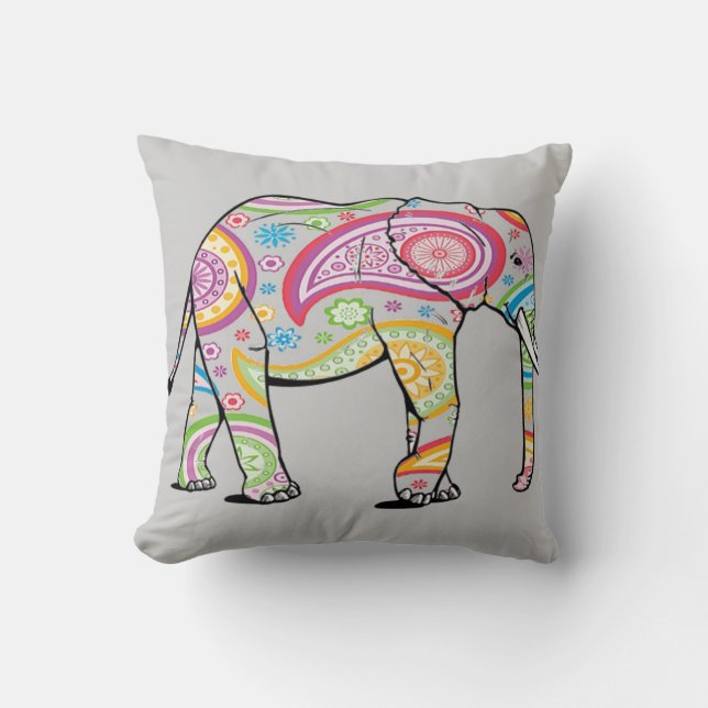 Painted Elephant Pillow (Front)