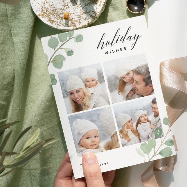 Painted Eucalyptus | Holiday Photo Collage Card (Creator Uploaded)