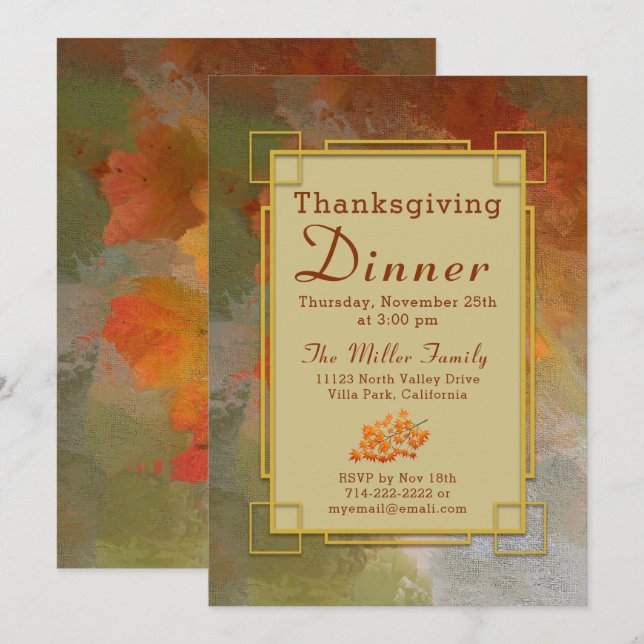 Painted Fall Colours Thanksgiving Invitation (Front/Back)