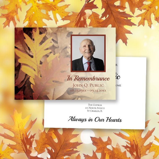 Painted Fall Leaves Death Anniversary Memorial Invitation (Creator Uploaded)