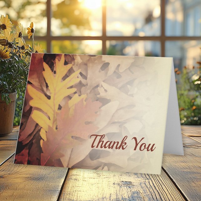 Painted Fall Leaves Funeral Memorial Sympathy Thank You Card (Creator Uploaded)