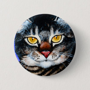 Painted Fat Cat 2 Inch Round Button