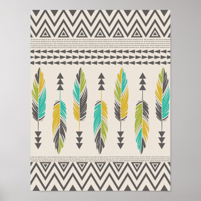 Painted Feathers-Cream Poster (Front)