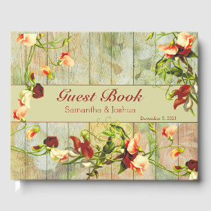 Painted Fence with Spring Flowers Guest Book