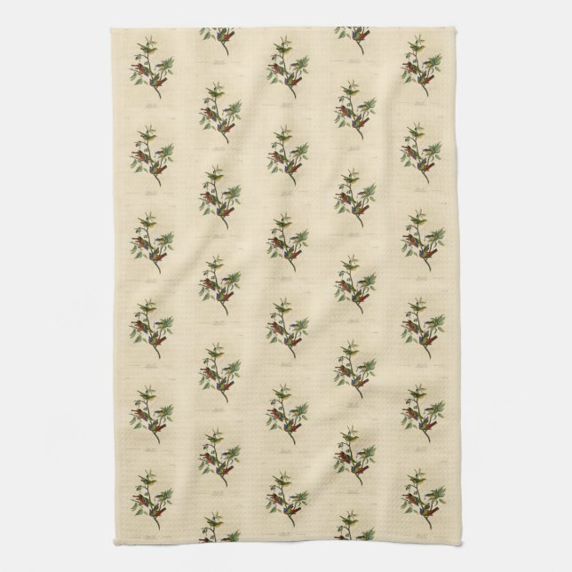 Painted Finch (Bunting) Audubon's Birds of America Kitchen Towel (Vertical)