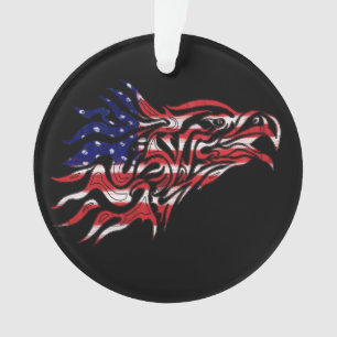 Painted Flag And Eagle Ornament