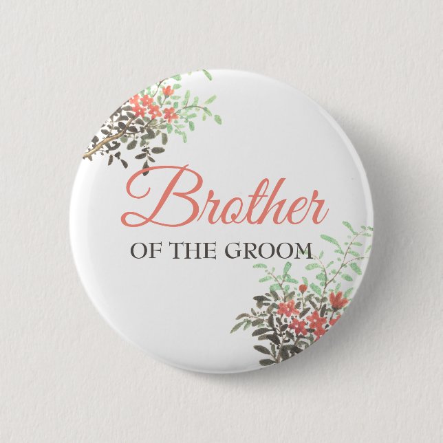 Painted Floral 2 Inch Round Button (Front)