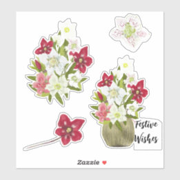 Painted Floral Anemone Festive Sticker Sheet