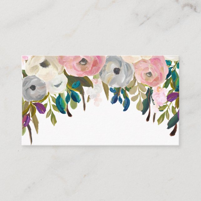 Painted Floral Blank Wedding Table Place Cards. Card (Front)